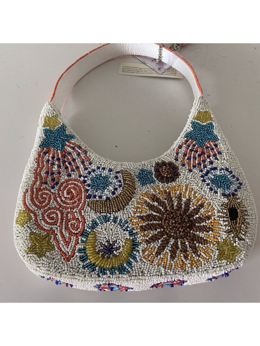 Handcrafted‎ India Evil Eye Sun Moon Stars Shoulder Beaded Bag Viral W/Charm NEW - Picture 8 of 13